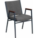 Flash Furniture HERCULES Series Heavy Duty, 3'' Thickly Padded, Gray Upholstered Stack Chair with Arms [XU-60154-GY-GG] width=