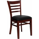 Flash Furniture HERCULES Series Mahogany Finished Ladder Back Wooden Restaurant Chair with Black Vinyl Seat [XU-DGW0005LAD-MAH-BLKV-GG] width=