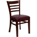 Flash Furniture HERCULES Series Mahogany Finished Ladder Back Wooden Restaurant Chair with Burgundy Vinyl Seat [XU-DGW0005LAD-MAH-BURV-GG] width=