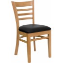 Flash Furniture HERCULES Series Natural Wood Finished Ladder Back Wooden Restaurant Chair with Black Vinyl Seat [XU-DGW0005LAD-NAT-BLKV-GG] width=
