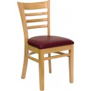 Flash Furniture HERCULES Series Natural Wood Finished Ladder Back Wooden Restaurant Chair with Burgundy Vinyl Seat [XU-DGW0005LAD-NAT-BURV-GG] width=