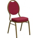 Flash Furniture HERCULES Series Teardrop Back Stacking Banquet Chair with Burgundy Patterned Fabric and 2.5'' Thick Seat - Gold Frame [FD-C04-ALLGOLD-2804-GG] width=