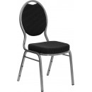 Flash Furniture HERCULES Series Teardrop Back Stacking Banquet Chair with Black Patterned Fabric and 2.5'' Thick Seat - Silver Vein Frame [FD-C04-SILVERVEIN-S076-GG] width=