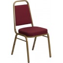 Flash Furniture HERCULES Series Trapezoidal Back Stacking Banquet Chair with Burgundy Patterned Fabric and 2.5'' Thick Seat - Gold Frame [FD-BHF-1-ALLGOLD-0847-BY-GG] width=