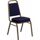 Flash Furniture HERCULES Series Trapezoidal Back Stacking Banquet Chair with Navy Patterned Fabric and 2.5'' Thick Seat - Gold Frame [FD-BHF-1-ALLGOLD-0849-NVY-GG] width=