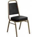 Flash Furniture HERCULES Series Trapezoidal Back Stacking Banquet Chair with Black Vinyl and 2.5'' Thick Seat - Gold Frame [FD-BHF-1-ALLGOLD-BK-GG] width=