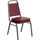 Flash Furniture HERCULES Series Trapezoidal Back Stacking Banquet Chair with Burgundy Vinyl and 2.5'' Thick Seat - Silver Vein Frame [FD-BHF-1-SILVERVEIN-BY-GG] width=