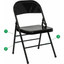 Flash Furniture HERCULES Series Triple Braced & Quad Hinged Black Metal Folding Chair [HF3-MC-309AS-BK-GG] width=
