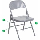 Flash Furniture HERCULES Series Triple Braced & Quad Hinged Gray Metal Folding Chair [HF3-MC-309AS-GY-GG] width=