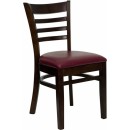 Flash Furniture HERCULES Series Walnut Finished Ladder Back Wooden Restaurant Chair with Burgundy Vinyl Seat [XU-DGW0005LAD-WAL-BURV-GG] width=