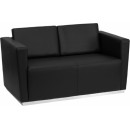 Flash Furniture HERCULES Trinity Series Flash Furniture Contemporary Black Leather Love Seat with Stainless Steel Base [ZB-TRINITY-8094-LS-BK-GG] width=