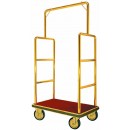 Aarco LC-1B Bellman's Luggage Cart, Brass with Carpeted Bed and Hanger Rail width=