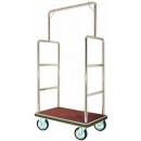 Aarco LC-1C Bellman's Luggage Cart, Chome with Carpeted Bed and Hanger Rail width=
