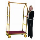 Aarco LC-2B Bellman's Luggage Cart, Brass with Carpeted Bed width=