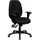 Flash Furniture High Back Black Fabric Multi-Functional Ergonomic Task Chair with Arms [BT-6191H-BK-GG] width=
