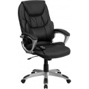 Flash Furniture High Back Flash Furniture Massaging  Black Leather Executive Office Chair with Silver Base [BT-9806HP-2-GG] width=