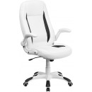 Flash Furniture High Back Flash Furniture White Leather Executive Office Chair with Flip-Up Arms [CH-CX0176H06-WH-GG] width=