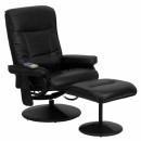 Flash Furniture Massaging  Black Leather Recliner and Ottoman with Leather Wrapped Base [BT-7320-MASS-BK-GG] width=