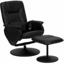 Flash Furniture Massaging  Black Leather Recliner and Ottoman with Leather Wrapped Base [BT-753P-MASSAGE-BK-GG] width=