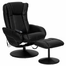 Flash Furniture Massaging  Black Leather Recliner and Ottoman with Leather Wrapped Base [BT-7672-MASSAGE-BK-GG] width=