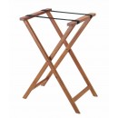 Aarco TS-2 Medium Stain Wood Folding Tray Stand width=