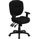 Flash Furniture Mid-Back Black Fabric Multi-Functional Ergonomic Task Chair with Arms [GO-930F-BK-ARMS-GG] width=