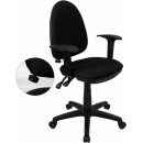 Flash Furniture Mid-Back Black Fabric Multi-Functional Task Chair with Arms and Adjustable Lumbar Support [WL-A654MG-BK-A-GG] width=