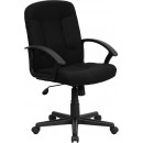 Flash Furniture Mid-Back Black Fabric Task and Computer Chair with Nylon Arms [GO-ST-6-BK-GG] width=