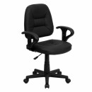 Flash Furniture Mid-Back Black Leather Ergonomic Task Chair with Arms [BT-682-BK-GG] width=