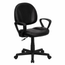 Flash Furniture Mid-Back Black Leather Ergonomic Task Chair with Arms [BT-688-BK-A-GG] width=