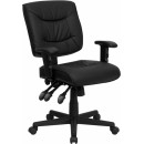 Flash Furniture Mid-Back Black Leather Multi-Functional Task Chair with Height Adjustable Arms [GO-1574-BK-A-GG] width=