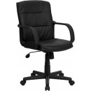 Flash Furniture Mid-Back Black Leather Office Chair with Nylon Arms [GO-228S-BK-LEA-GG] width=