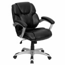 Flash Furniture Mid-Back Black Leather Office Task Chair [GO-931H-MID-BK-GG] width=