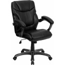 Flash Furniture Mid-Back Black Leather Overstuffed Office Chair [GO-724M-MID-BK-LEA-GG] width=