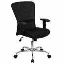 Flash Furniture Mid-Back Black Mesh Flash Furniture Contemporary Computer Chair with Adjustable Arms and Chrome Base [GO-5307B-GG] width=