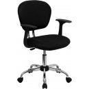 Flash Furniture Mid-Back Black Mesh Task Chair with Arms and Chrome Base [H-2376-F-BK-ARMS-GG] width=