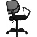 Flash Furniture Mid-Back Black Mesh Task Chair and Computer Chair with Arms [WA-3074-BK-A-GG] width=