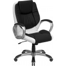 Flash Furniture Mid-Back Black and Flash Furniture White Leather Executive Swivel Office Chair [CH-CX0217M-GG] width=