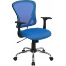 Flash Furniture Mid-Back Blue Mesh Office Chair with Chrome Finished Base [H-8369F-BL-GG] width=