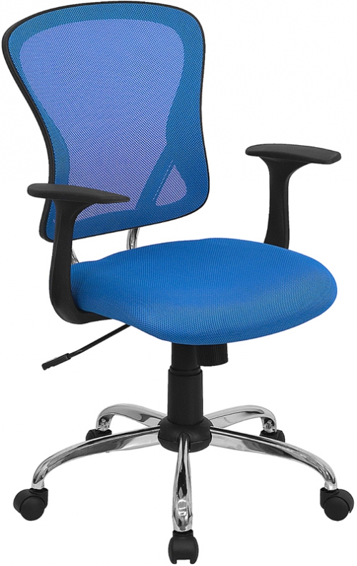 Flash Furniture MidBack Blue Mesh Office Chair with Chrome Finished