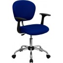 Flash Furniture Mid-Back Blue Mesh Task Chair with Arms and Chrome Base [H-2376-F-BLUE-ARMS-GG] width=