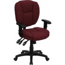 Flash Furniture Mid-Back Burgundy Fabric Multi-Functional Ergonomic Task Chair with Arms [GO-930F-BY-ARMS-GG] width=