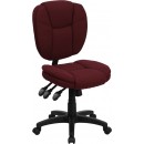 Flash Furniture Mid-Back Burgundy Fabric Multi-Functional Ergonomic Task Chair [GO-930F-BY-GG] width=
