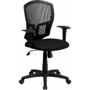 Flash Furniture Mid-Back Designer Back Task Chair with Padded Fabric Seat and Arms [WL-3958SYG-BK-A-GG] width=