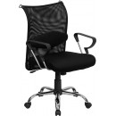 Flash Furniture Mid-Back Manager's Chair with Black Mesh Back and Padded Mesh Seat [BT-2905-GG] width=