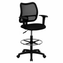 Flash Furniture Mid-Back Mesh Drafting Stool with Black Fabric Seat and Arms [WL-A277-BK-AD-GG] width=