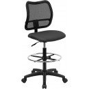 Flash Furniture Mid-Back Mesh Drafting Stool with Gray Fabric Seat [WL-A277-GY-D-GG] width=