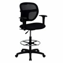 Flash Furniture Mid-Back Mesh Drafting Stool with Black Fabric Seat and Arms [WL-A7671SYG-BK-AD-GG] width=