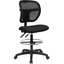 Flash Furniture Mid-Back Mesh Drafting Stool with Black Fabric Seat [WL-A7671SYG-BK-D-GG] width=