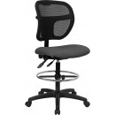 Flash Furniture Mid-Back Mesh Drafting Stool with Gray Fabric Seat [WL-A7671SYG-GY-D-GG] width=